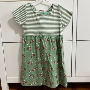 Little Green Radicals Green Stripe & Cherry-Print Dress